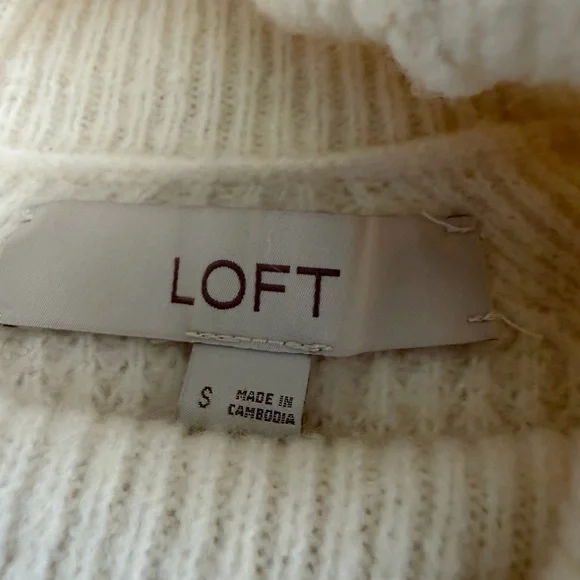 LOFT Cream Cowl Neck Sweater - Picture 5 of 9